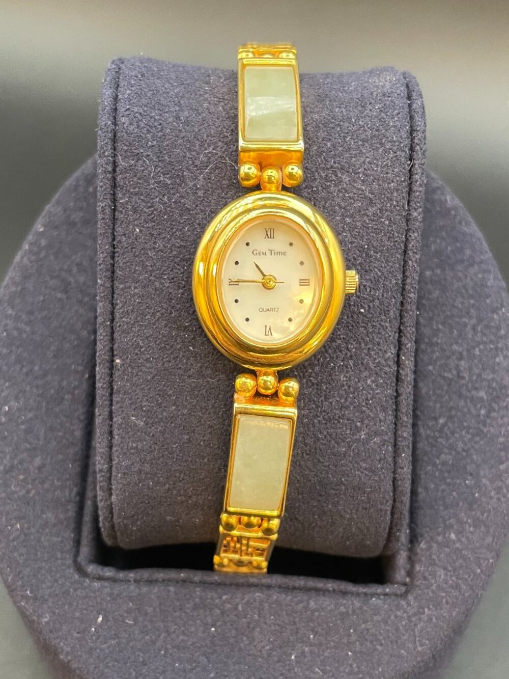 Gem Time Gold Filled and Jade Ladies Watch (Working)
